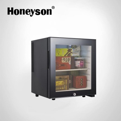 Honeyson new hotel 30 liter glass door mini bar display fridge